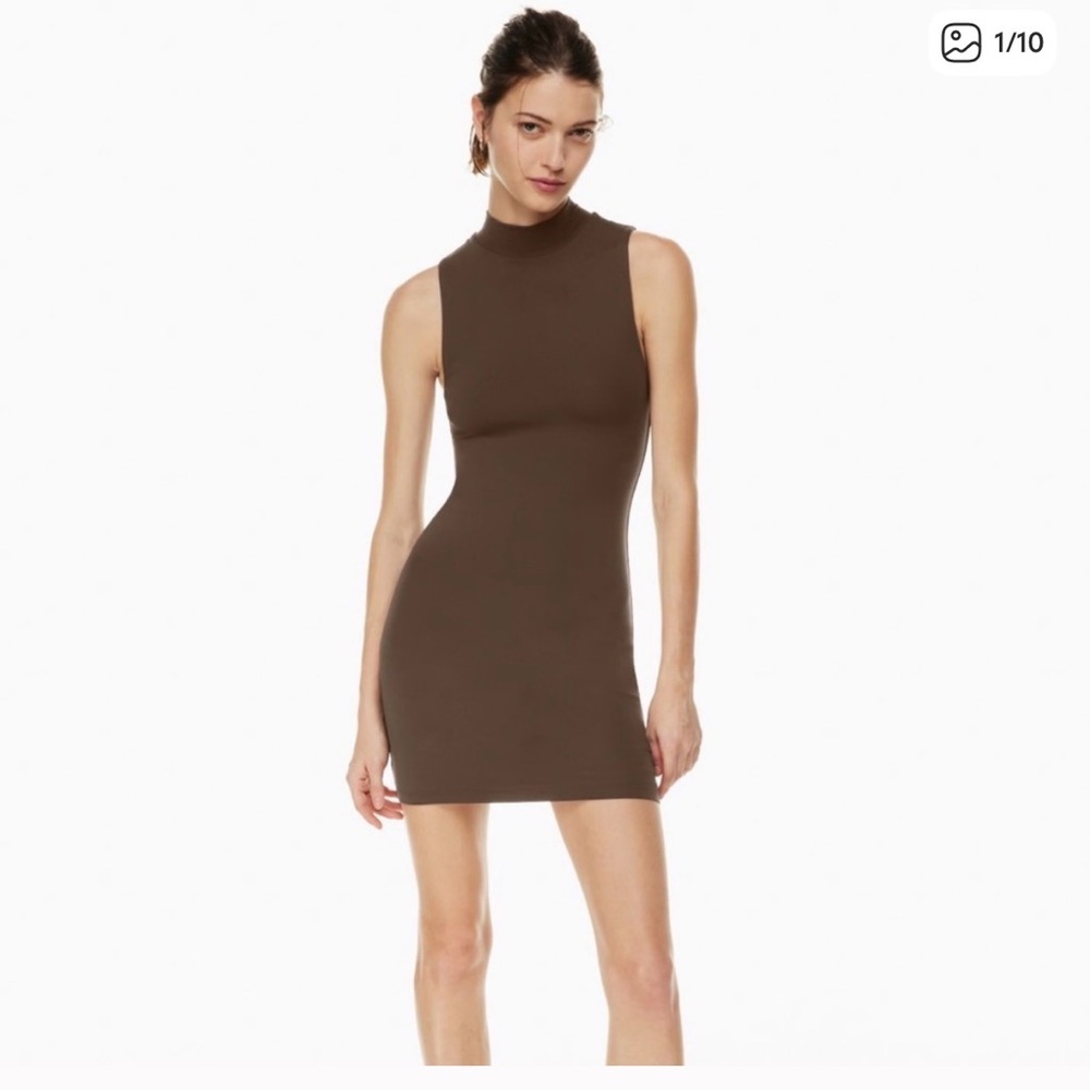 Brand New Aritzia Babaton Chocolate Brown Contour Mini Dress